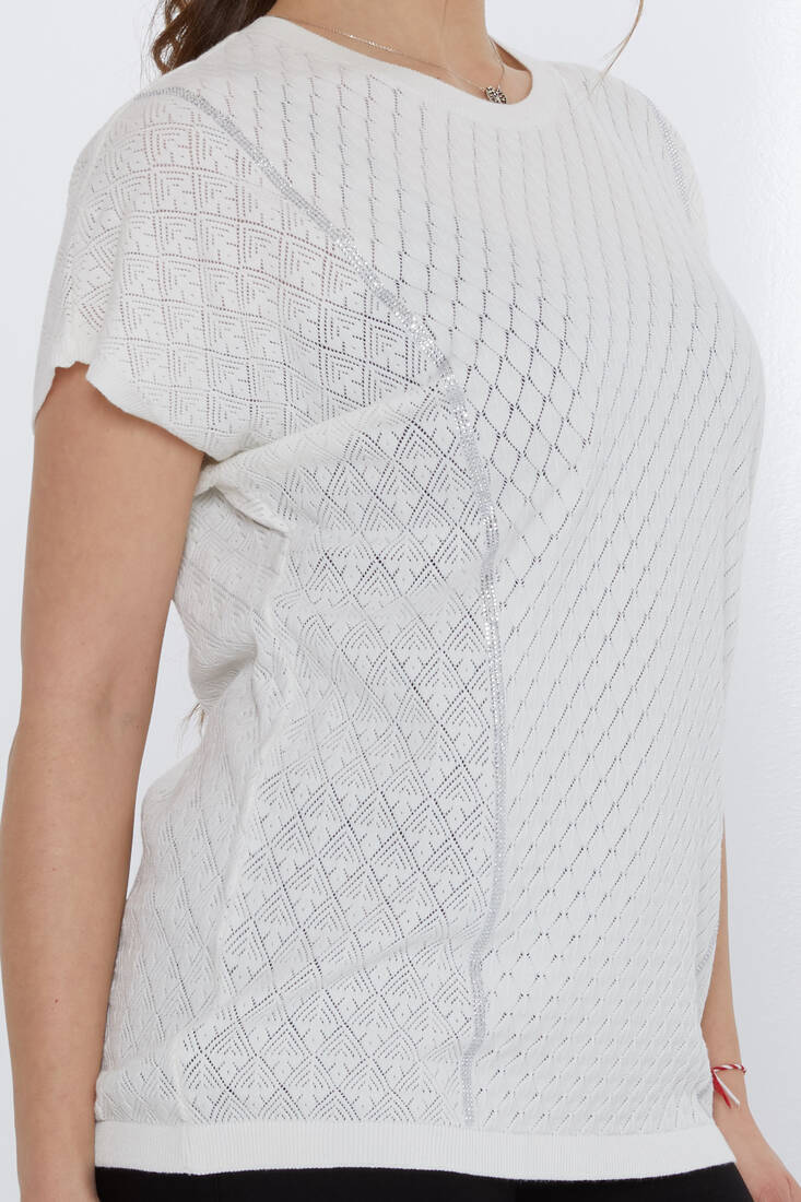 Women's Knitwear Hole Detail Ecru - 31761 | KAZEE