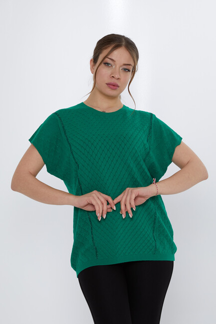 Women's Knitwear Hole Detail Green - 31761 | KAZEE - Thumbnail