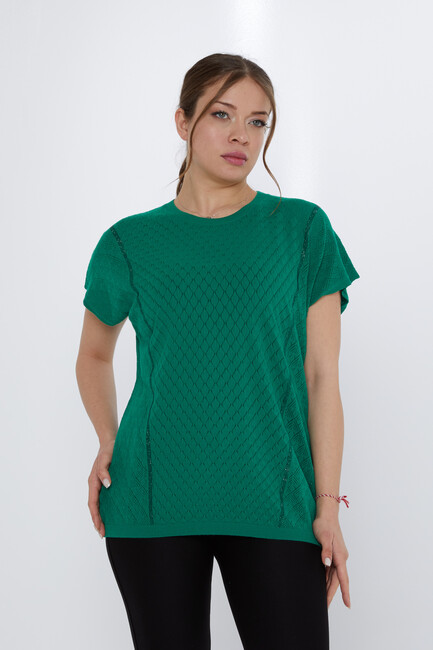 Women's Knitwear Hole Detail Green - 31761 | KAZEE - Thumbnail