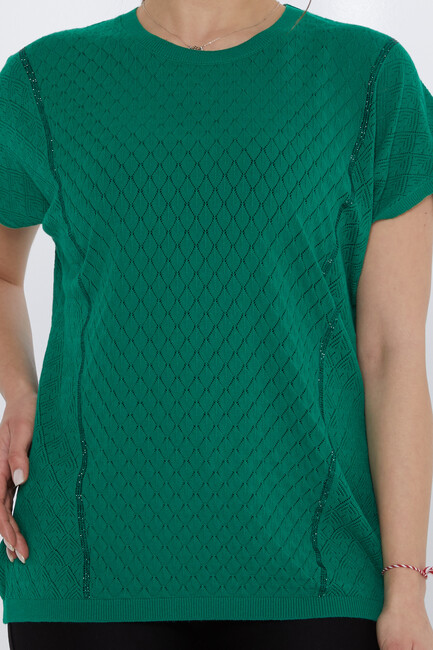 Women's Knitwear Hole Detail Green - 31761 | KAZEE - Thumbnail