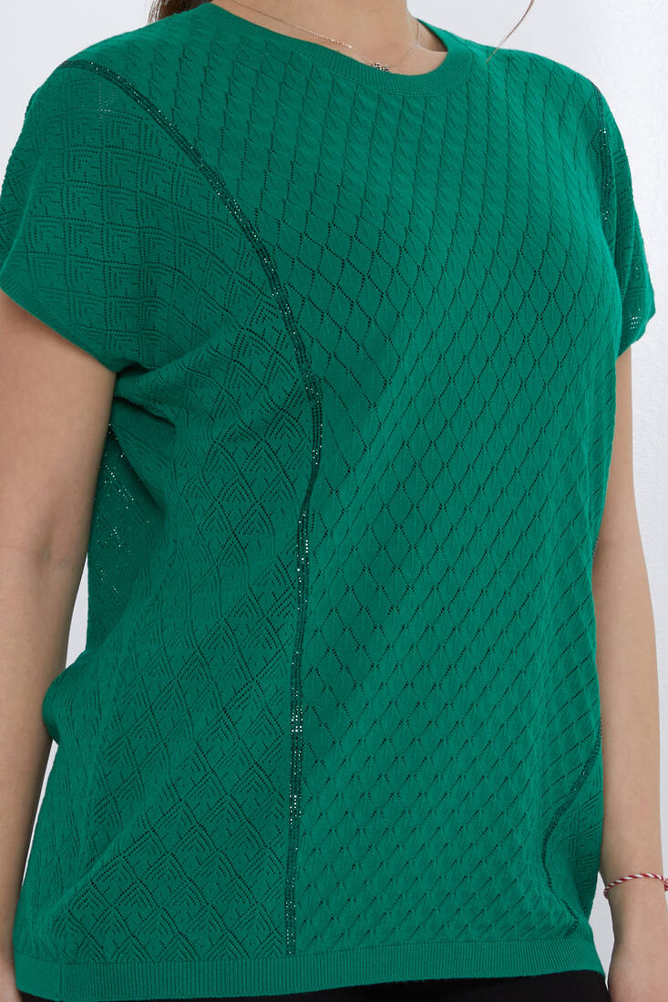 Women's Knitwear Hole Detail Green - 31761 | KAZEE