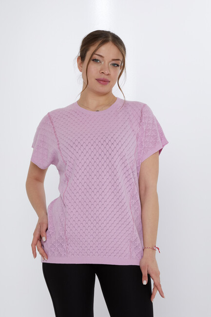 Women's Knitwear Hole Detail Lilac - 31761 | KAZEE - Thumbnail