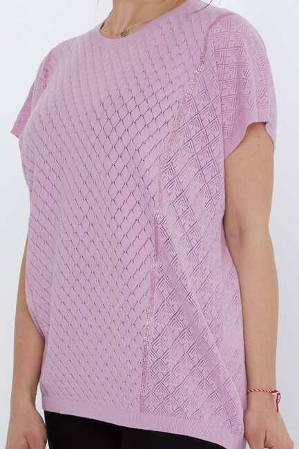 Women's Knitwear Hole Detail Lilac - 31761 | KAZEE - Thumbnail