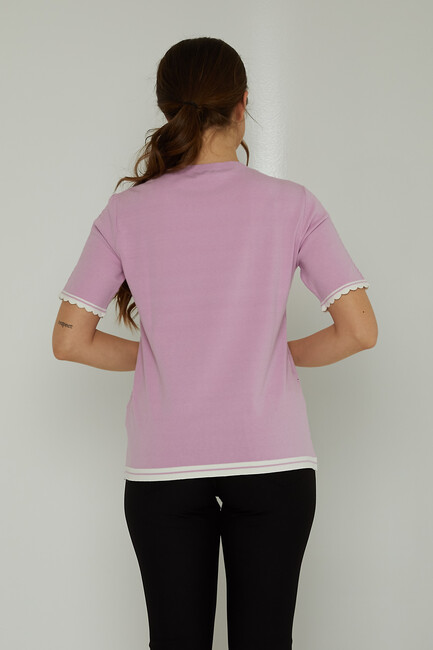 Women's Knitwear Crew Neck Hole Detail Lilac - 31762 | KAZEE - Thumbnail