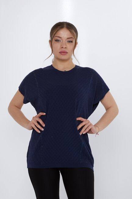 Women's Knitwear Hole Detail Navy Blue - 31761 | KAZEE - Thumbnail