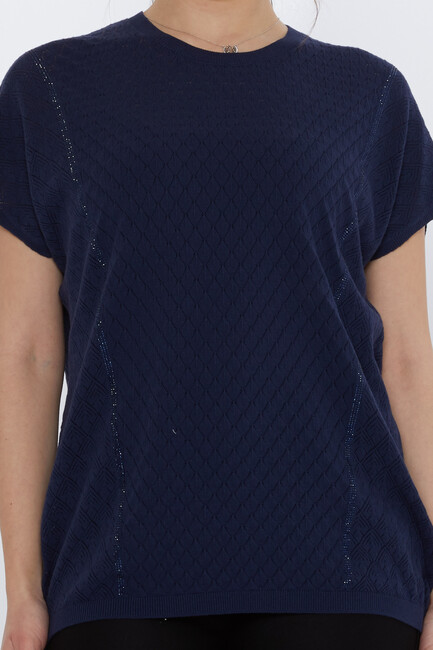 Women's Knitwear Hole Detail Navy Blue - 31761 | KAZEE - Thumbnail