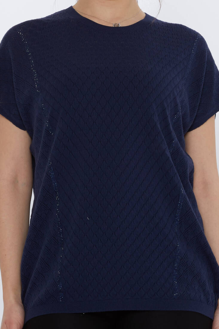 Women's Knitwear Hole Detail Navy Blue - 31761 | KAZEE