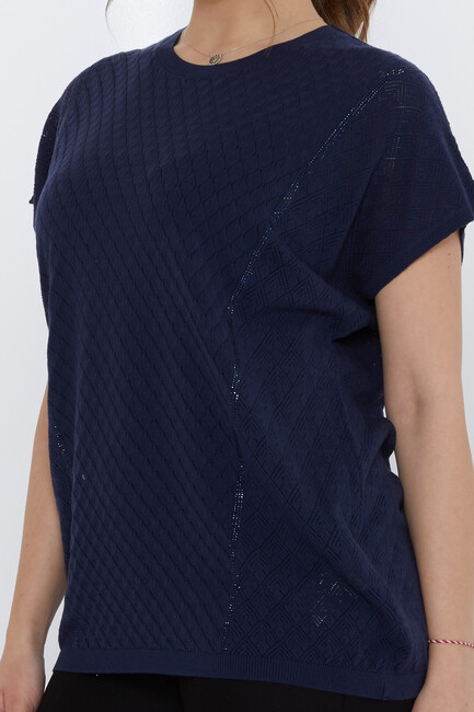 Women's Knitwear Hole Detail Navy Blue - 31761 | KAZEE - Thumbnail