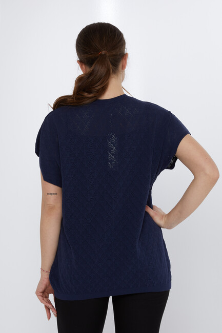 Women's Knitwear Hole Detail Navy Blue - 31761 | KAZEE - Thumbnail