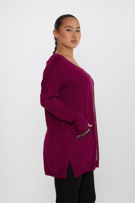 Women's Knitwear Leopard Stone Detailed Purple - 30621 | KAZEE - Thumbnail