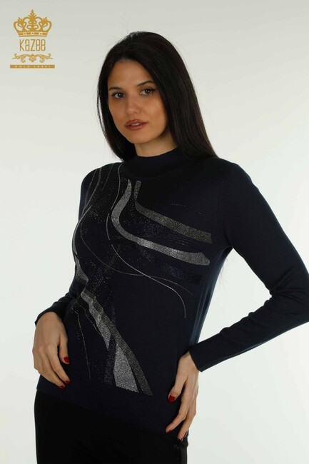 Women's Knitwear Long Sleeve Navy Blue - 30469 | KAZEE - Thumbnail