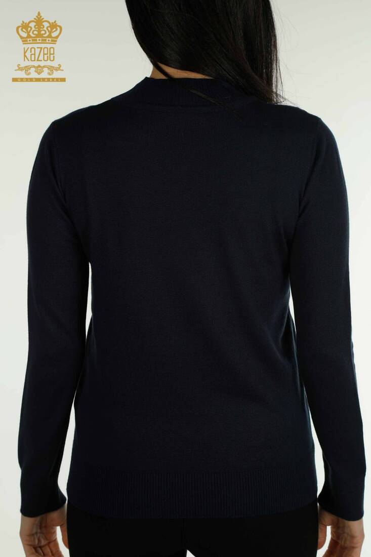 Women's Knitwear Long Sleeve Navy Blue - 30469 | KAZEE