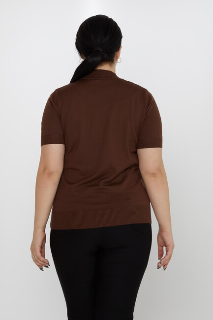 Women's Knitwear Ribbon Detail Stoned Brown - 31549 | KAZEE - Thumbnail