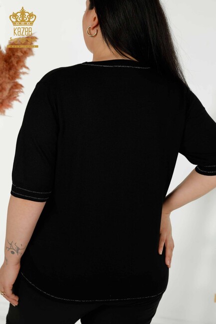 Women's Knitwear Short Sleeve Black - 30407 | KAZEE - Thumbnail