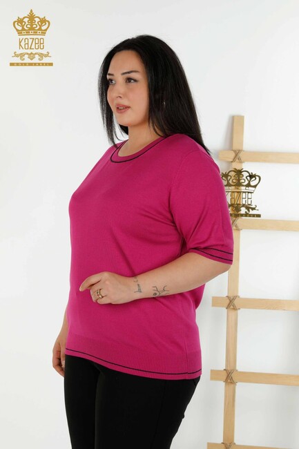 Women's Knitwear Short Sleeve Fuchsia - 30407 | KAZEE - Thumbnail