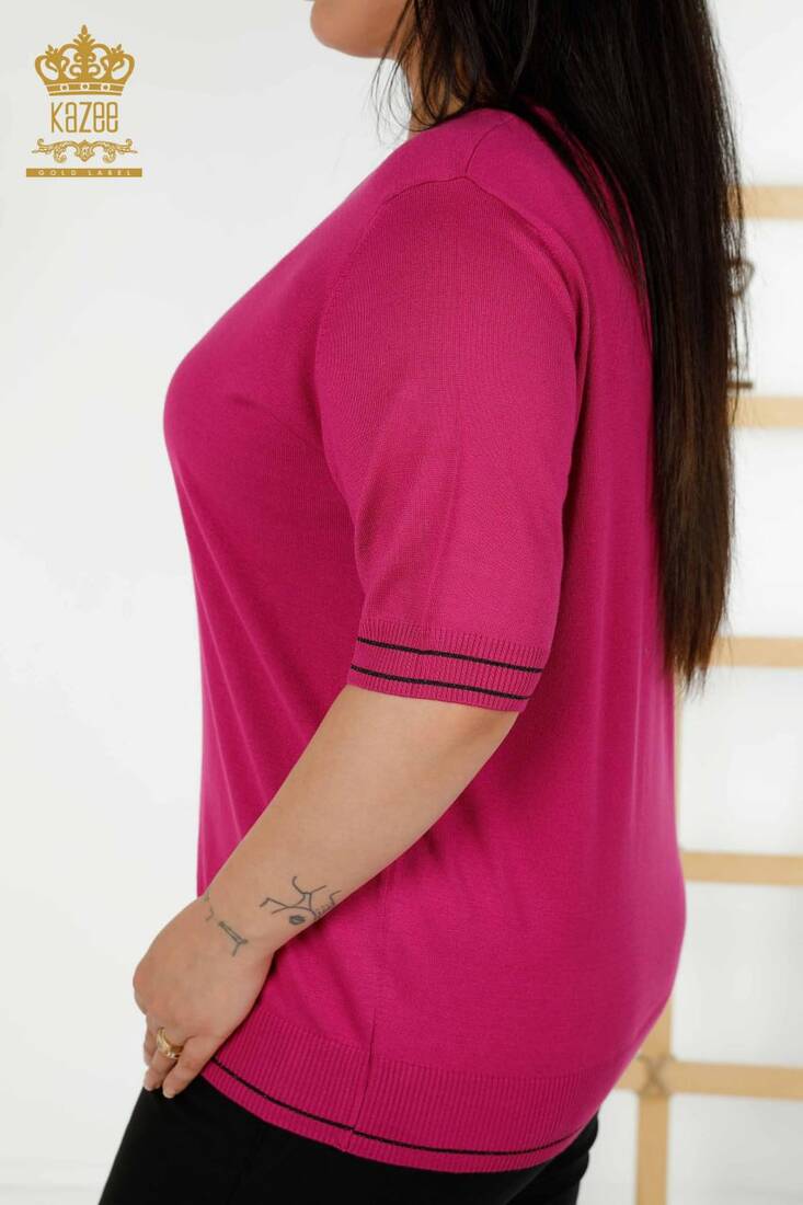 Women's Knitwear Short Sleeve Fuchsia - 30407 | KAZEE