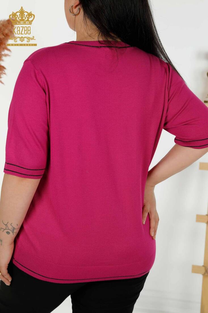 Women's Knitwear Short Sleeve Fuchsia - 30407 | KAZEE