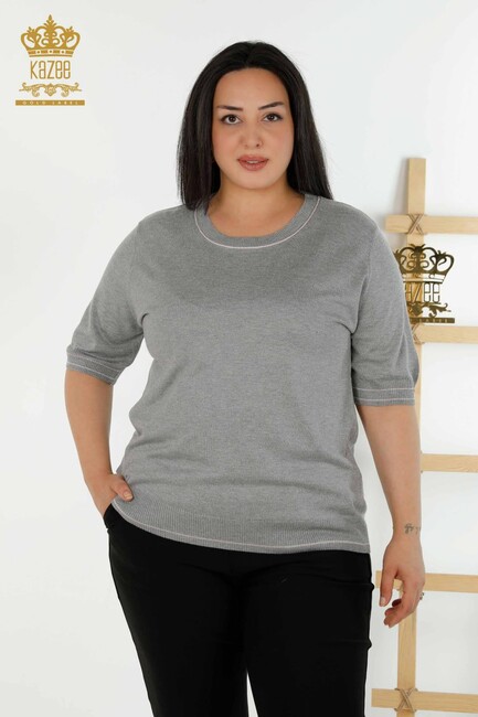 Women's Knitwear Short Sleeve Gray - 30407 | KAZEE - Thumbnail