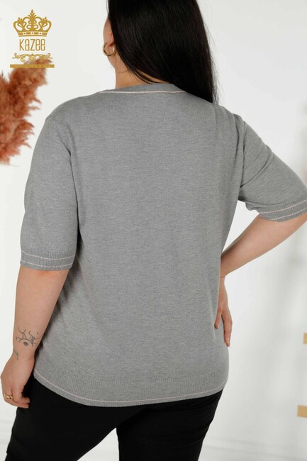 Women's Knitwear Short Sleeve Gray - 30407 | KAZEE - Thumbnail