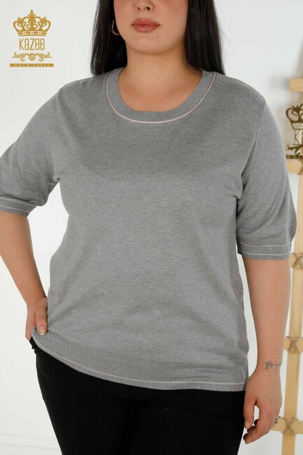 Women's Knitwear Short Sleeve Gray - 30407 | KAZEE - Thumbnail