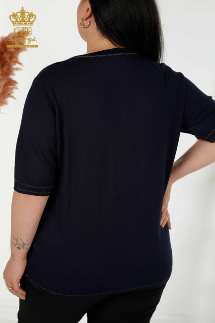 Women's Knitwear Short Sleeve Navy Blue - 30407 | KAZEE - Thumbnail