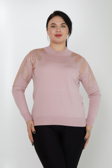 Women's Knitwear Arms Stone Detailed Powder - 31601 | KAZEE - Thumbnail