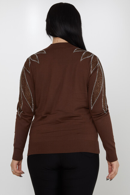 Women's Knitwear Arms Stone Detailed Brown - 31601 | KAZEE - Thumbnail