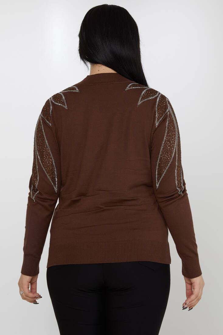 Women's Knitwear Arms Stone Detailed Brown - 31601 | KAZEE