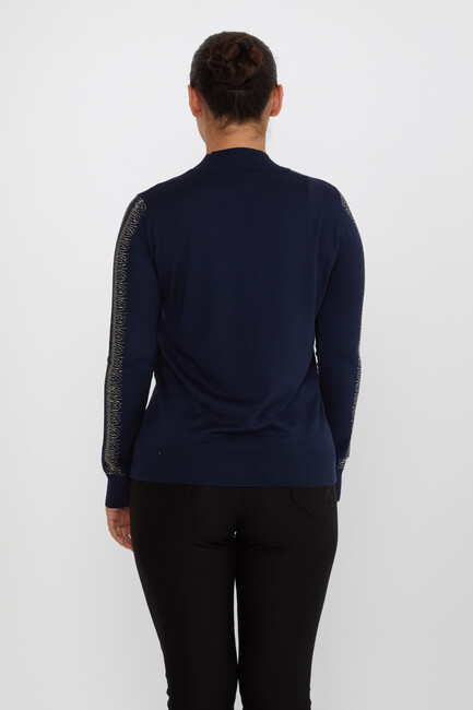 Women's Knitwear Sleeves Stone Detailed Navy Blue - 30564 | KAZEE - Thumbnail