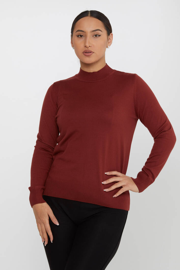 Women's Knitwear Stand Collar Basic Tile - 30613 | KAZEE