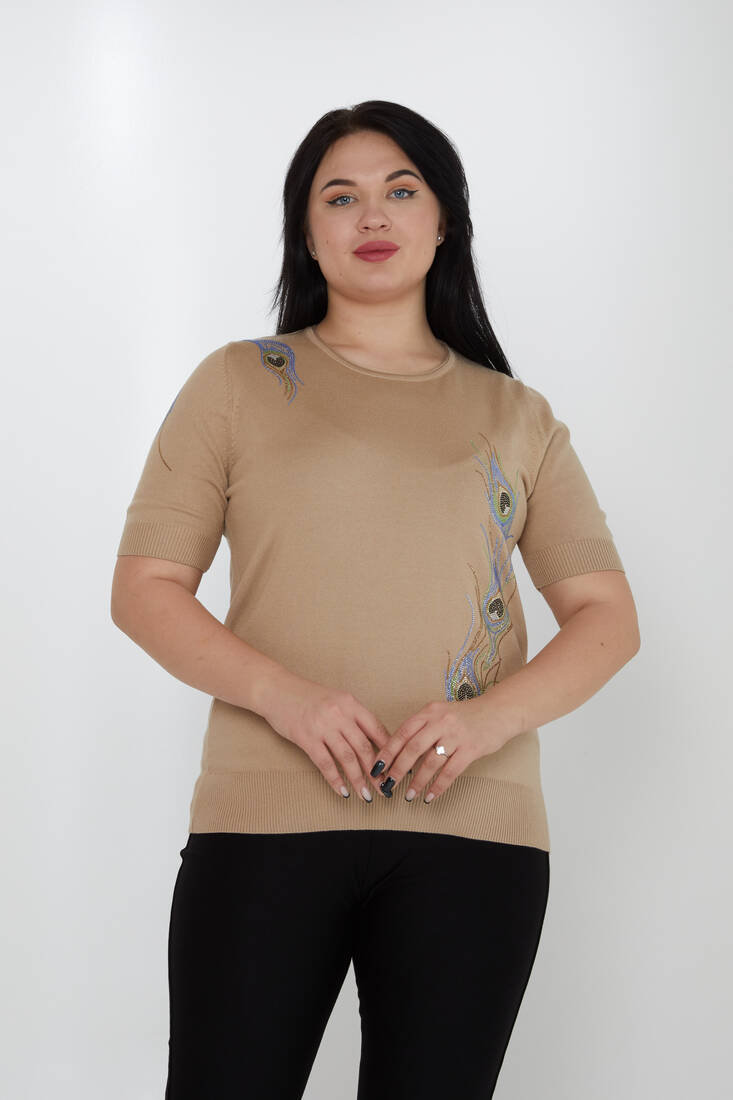 Women's Knitwear American Model Stone Beige - 30994 | KAZEE