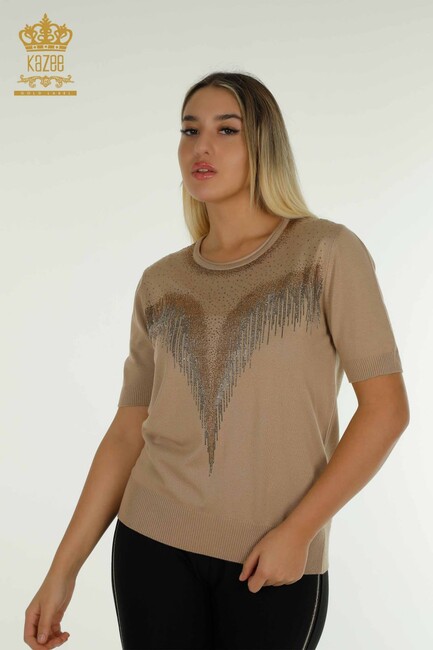 Women's Knitwear Stone Detailed Beige - 30330 | KAZEE - Thumbnail