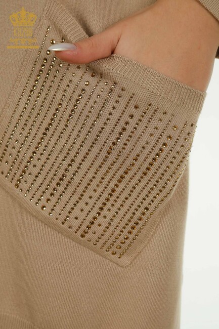 Women's Knitwear Stone Detailed Beige - 30623 | KAZEE - Thumbnail