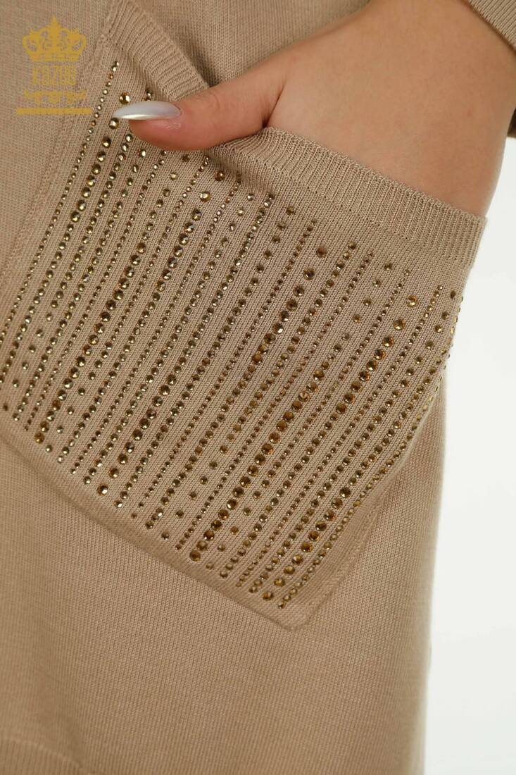 Women's Knitwear Stone Detailed Beige - 30623 | KAZEE