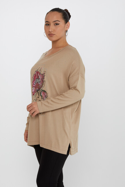 Women's Knitwear Stone Detailed Beige - 30648 | KAZEE - Thumbnail