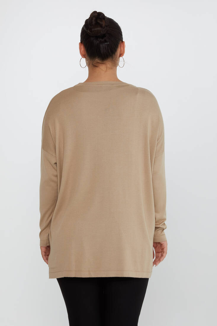 Women's Knitwear Stone Detailed Beige - 30648 | KAZEE