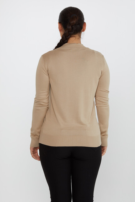 Women's Knitwear Stone Detailed Beige - 30690 | KAZEE - Thumbnail