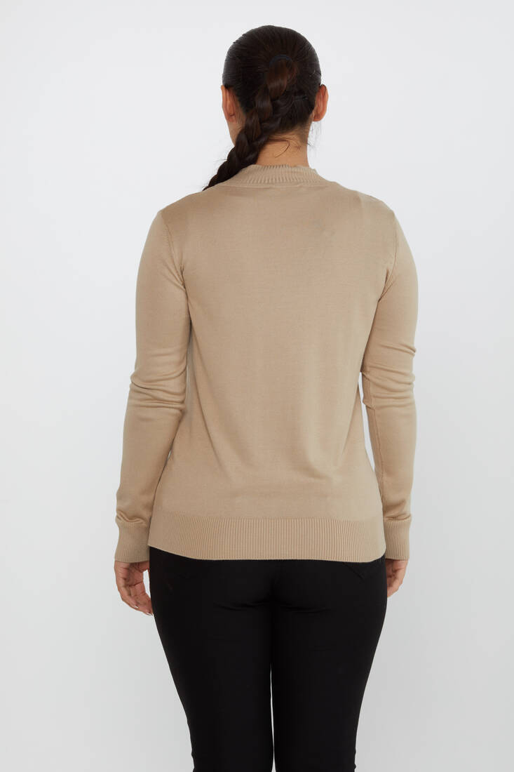 Women's Knitwear Stone Detailed Beige - 30690 | KAZEE