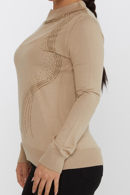 Women's Knitwear Stone Detailed Beige - 30690 | KAZEE - Thumbnail