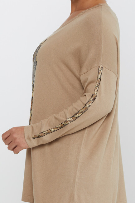 Women's Knitwear Stone Detailed Beige - 30746 | KAZEE - Thumbnail