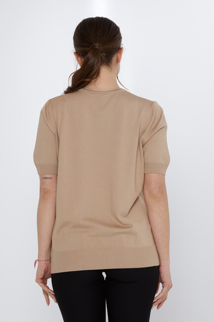 Women's Knitwear Stone Detailed Beige - 31577 | KAZEE - Thumbnail