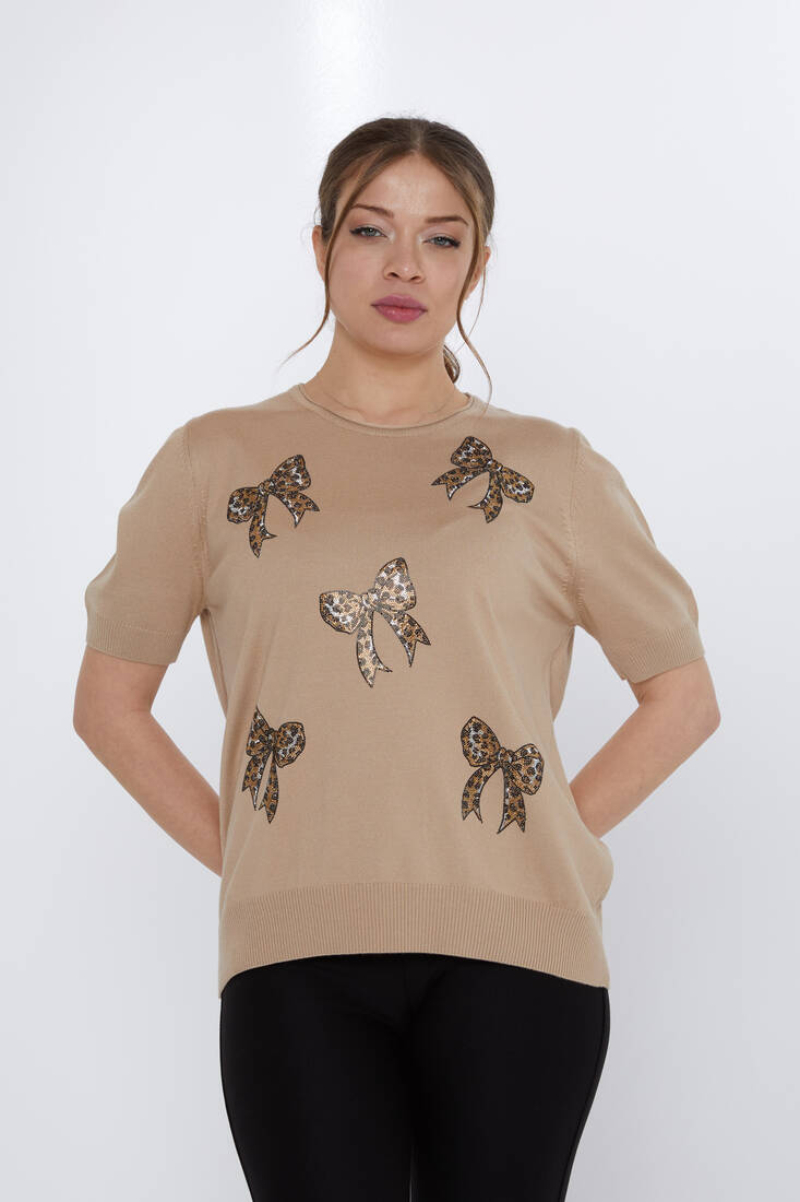 Women's Knitwear Stone Detailed Beige - 31577 | KAZEE