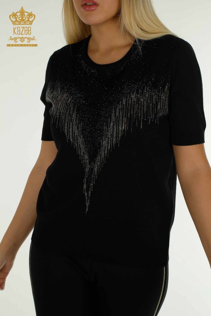 Women's Knitwear Stone Detailed Black - 30330 | KAZEE