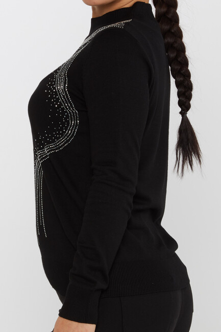 Women's Knitwear Stone Detailed Black - 30690 | KAZEE - Thumbnail