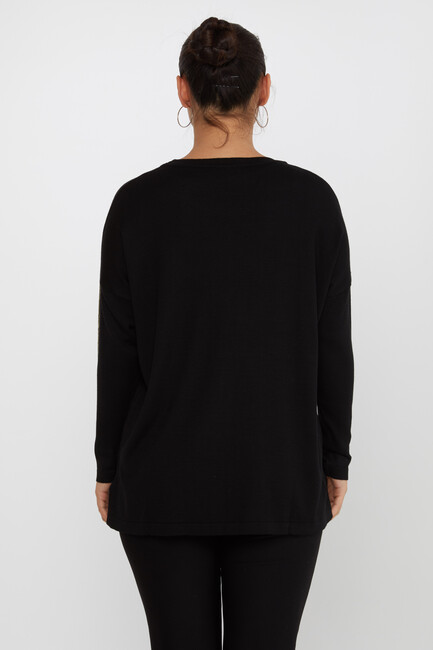 Women's Knitwear Stone Detailed Black - 30746 | KAZEE - Thumbnail