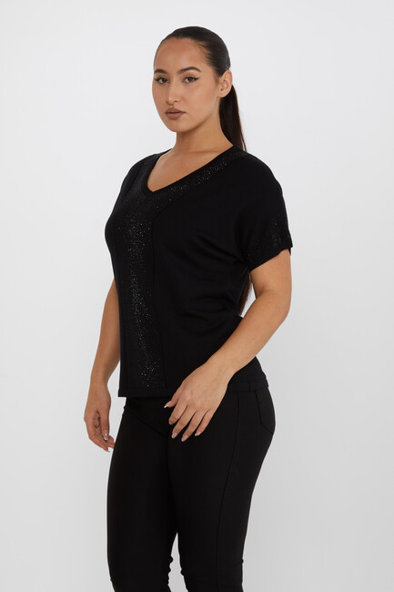 Women's Knitwear Stone Detailed Black - 30761 | KAZEE - Thumbnail