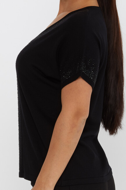 Women's Knitwear Stone Detailed Black - 30761 | KAZEE - Thumbnail