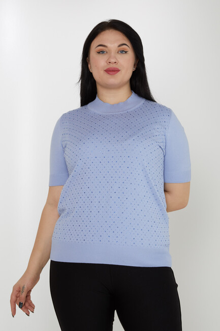 Women's Knitwear Stone Detailed American Model Blue - 31864 | KAZEE - Thumbnail