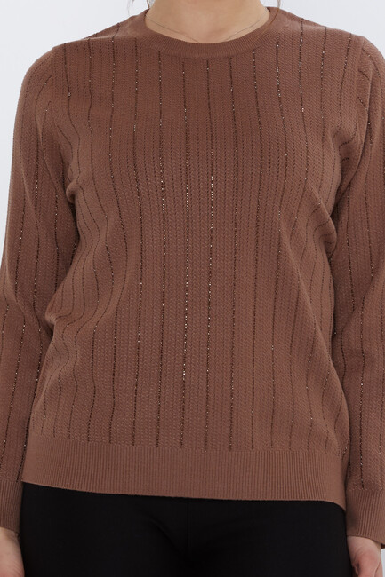 Women's Knitwear Stone Detailed Brown - 31110 | KAZEE - Thumbnail