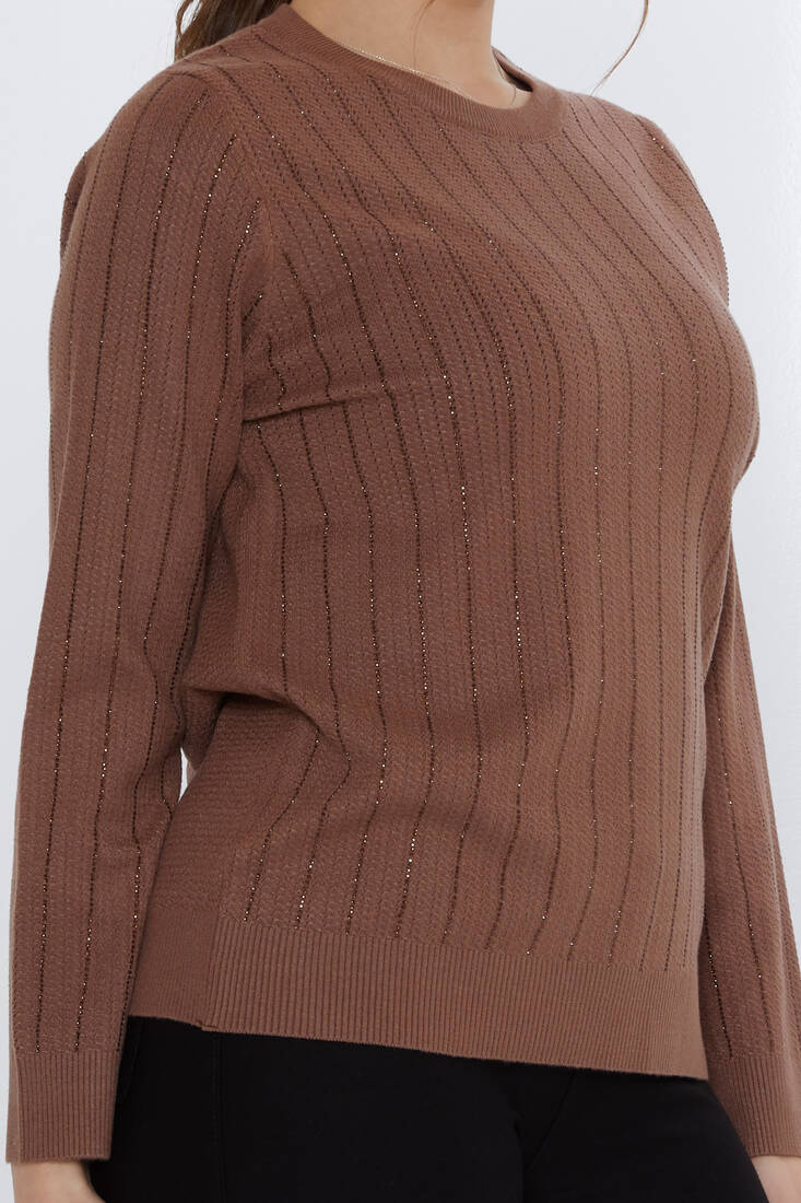 Women's Knitwear Stone Detailed Brown - 31110 | KAZEE